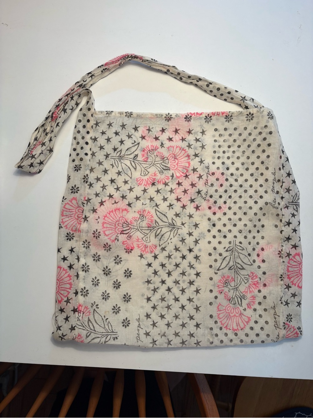 Lightweight Floral Print Tote Bag - Pink & Cream